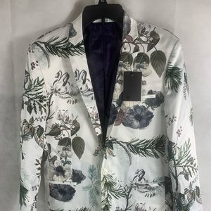 Men’s ASOS White floral sport coat size XL